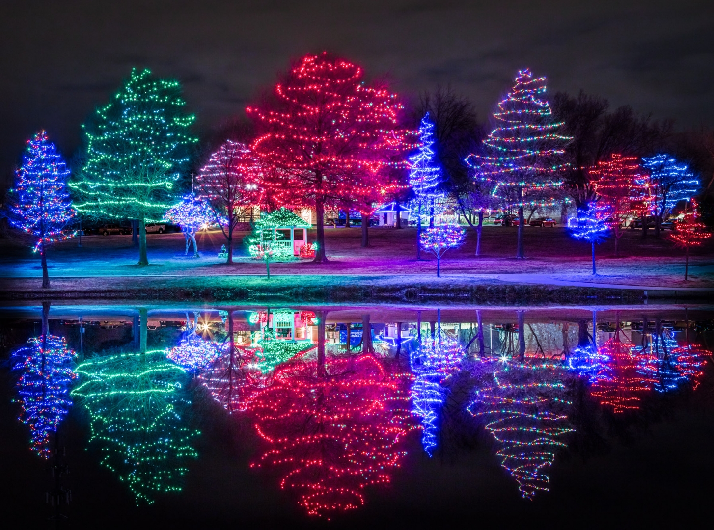 led christmas tree lights reflection