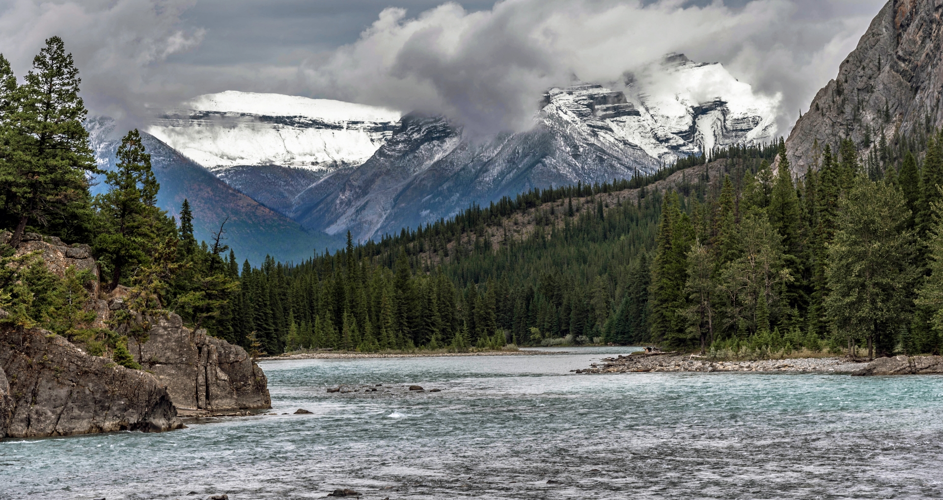 bow river canada water mountain snow