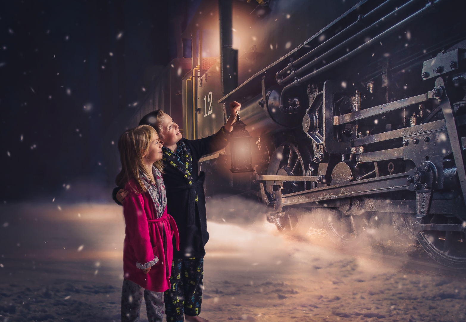 kids train polar express edit photography