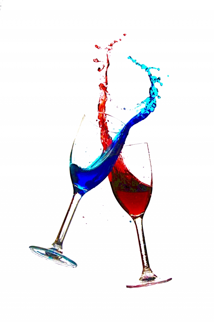 glass red blue splash cheers celebration