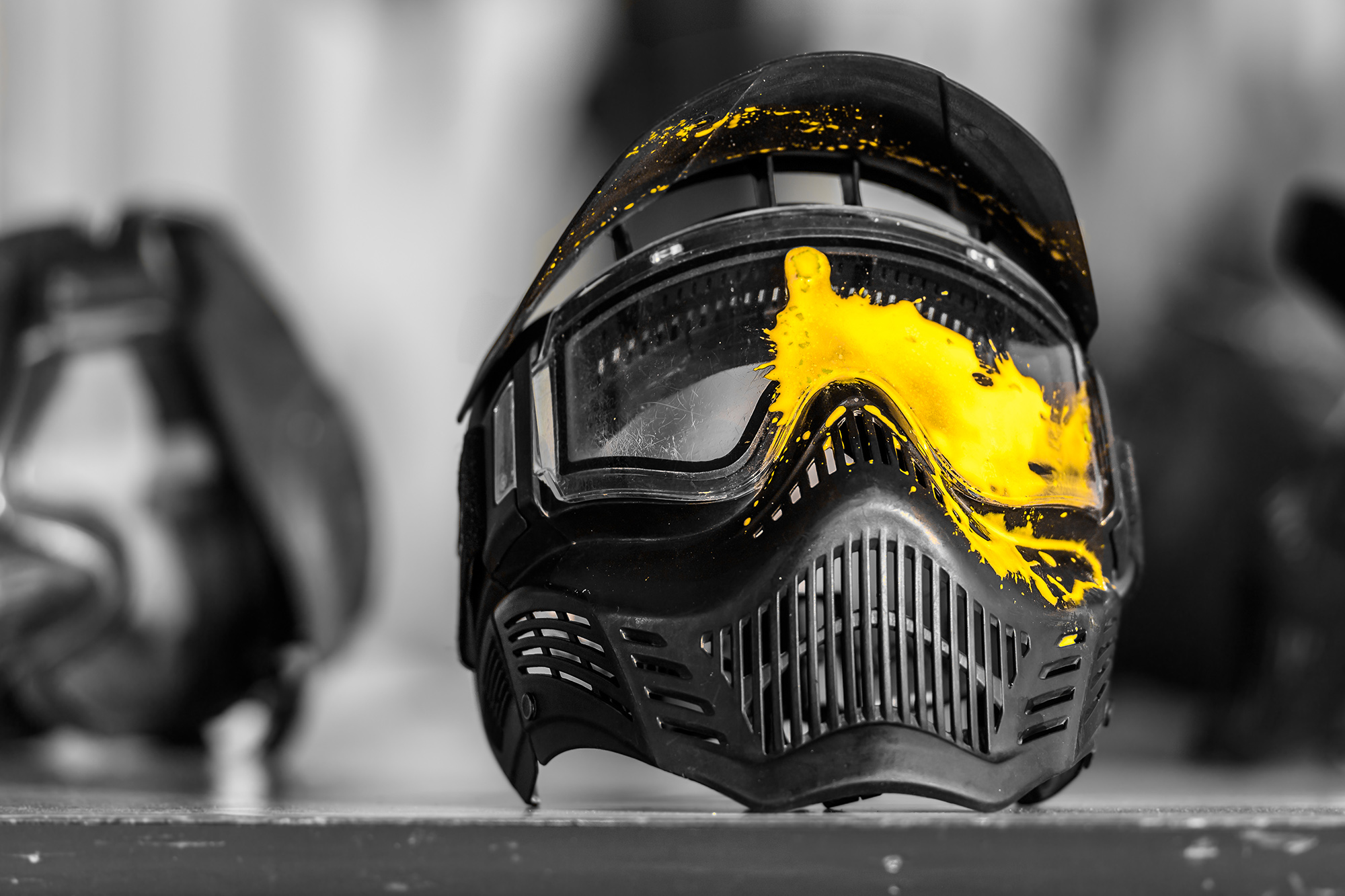 mask paint yellow paintball splash colour