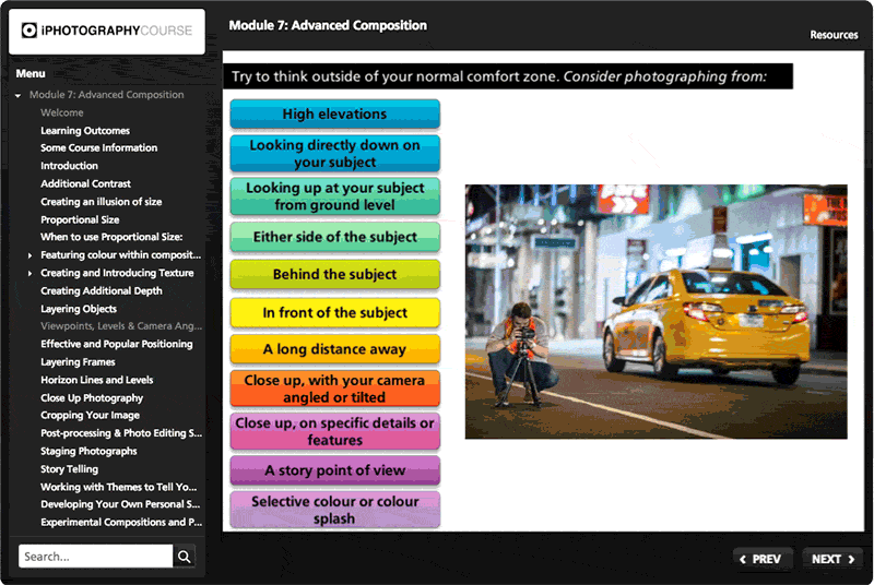 screen shot iphotography module online learning photography