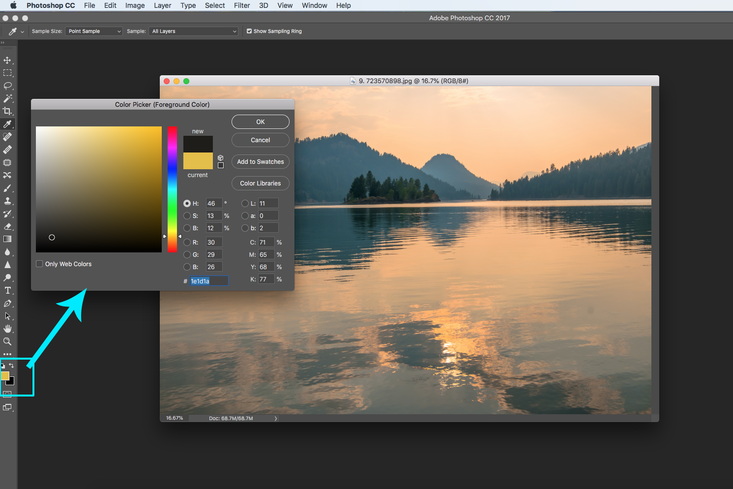 landscape colour panel yellow water mountains photoshop