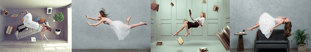 levitation floating ladies books model photography trick