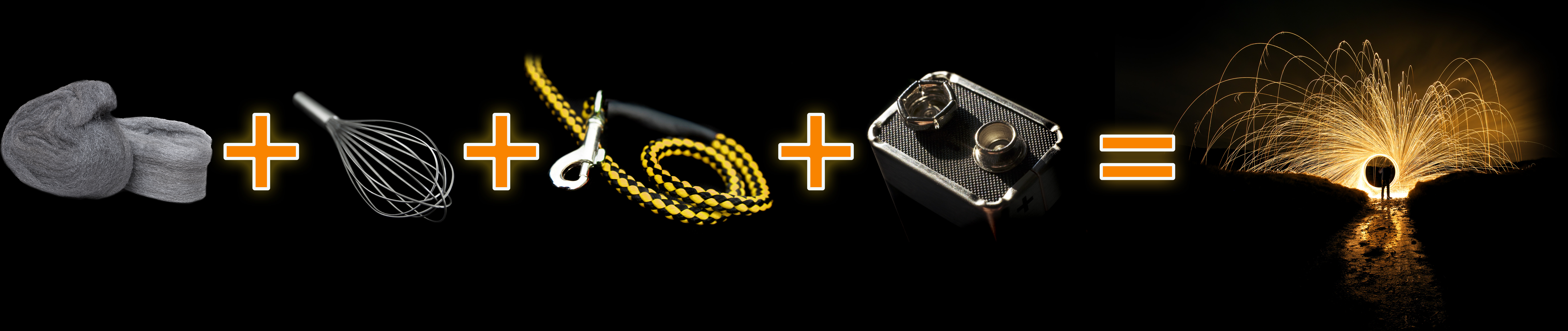 wire wool fire embers battery whisk dog lead 9v light tricks photography
