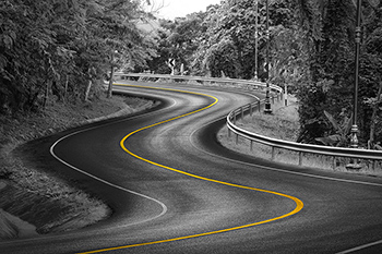 road yellow marking curves