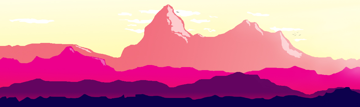 landscape 2d flat lay mountains hills birds pastel clouds photoshop editing