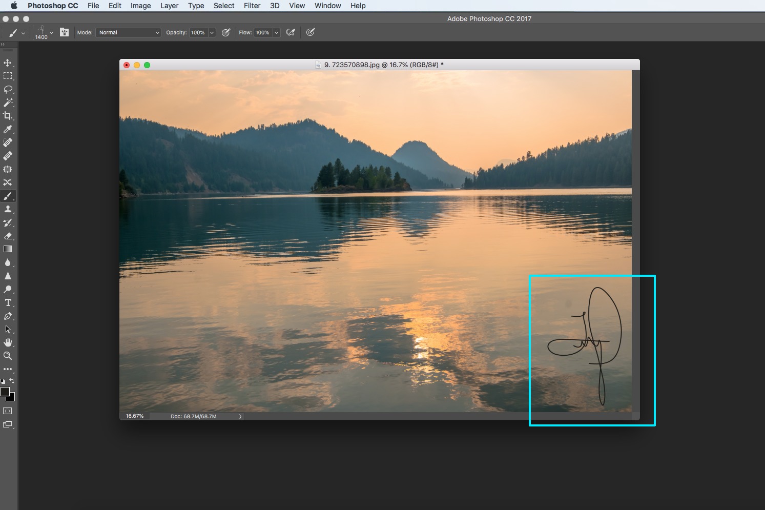 photoshop landscape photograph water mountains orange screenshot